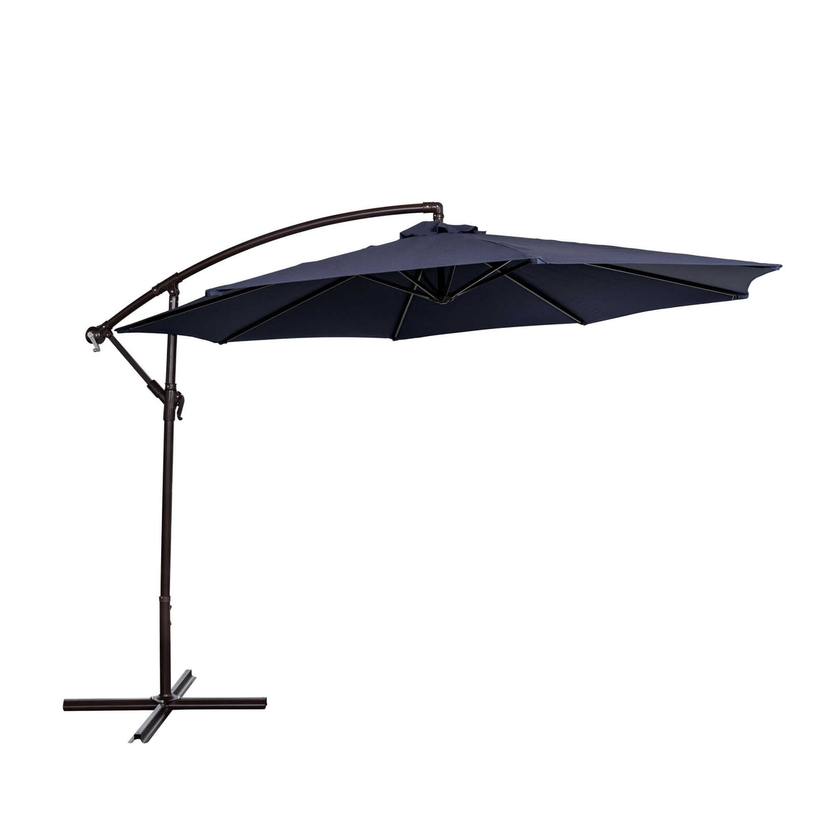 Island Umbrella Captiva 10-ft Octagonal Cantilever Umbrella with Base - Breez-Tex Canopy Patio — Navy Blue / Breez-Tex