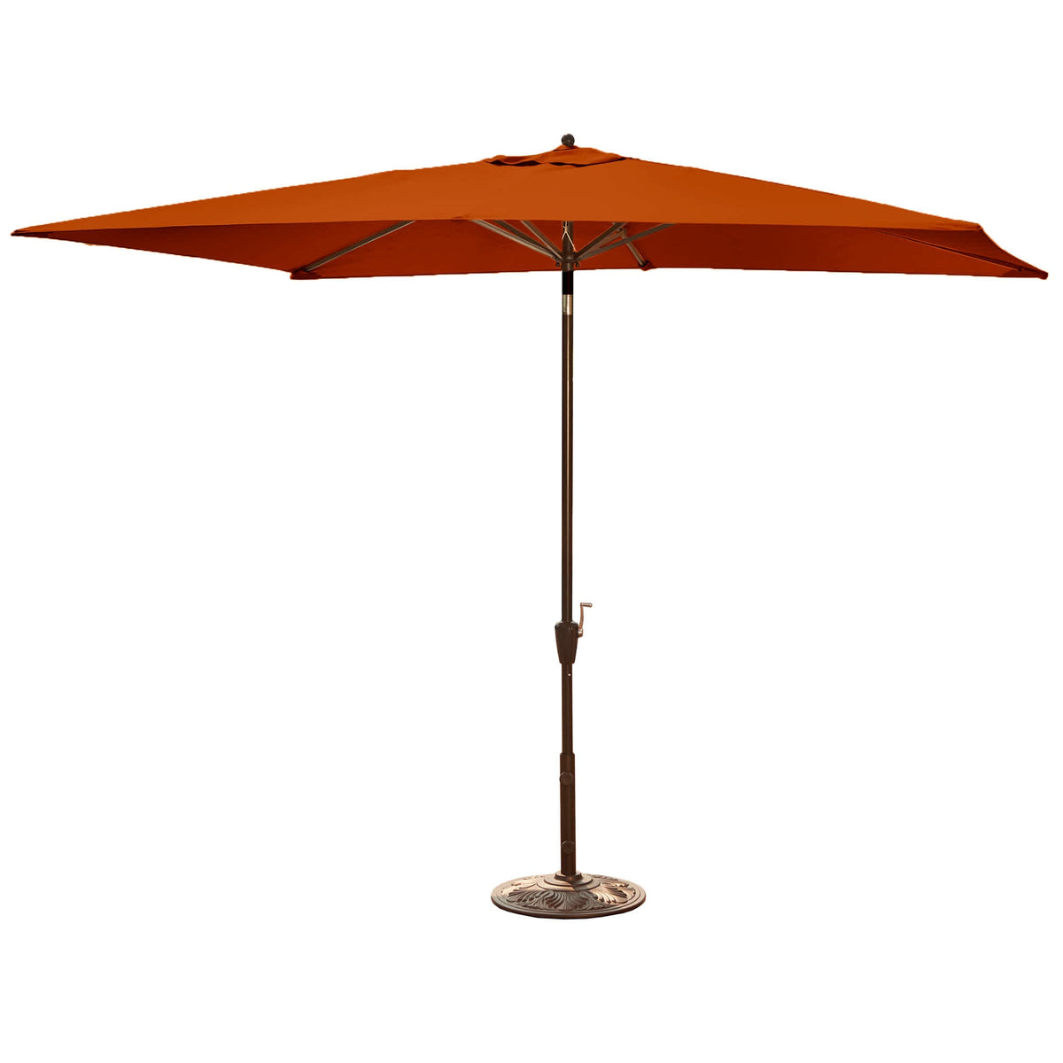 Island Umbrella Adriatic Rectangular Market Umbrella - terracotta olefin canopy on a bronze pole