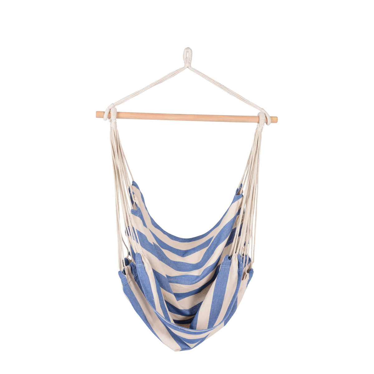 Island Retreat Boho Breeze Swinging Bungalow Chair Patio Furniture &amp; Umbrella — Hampton-Blue Stripe / Hammock
