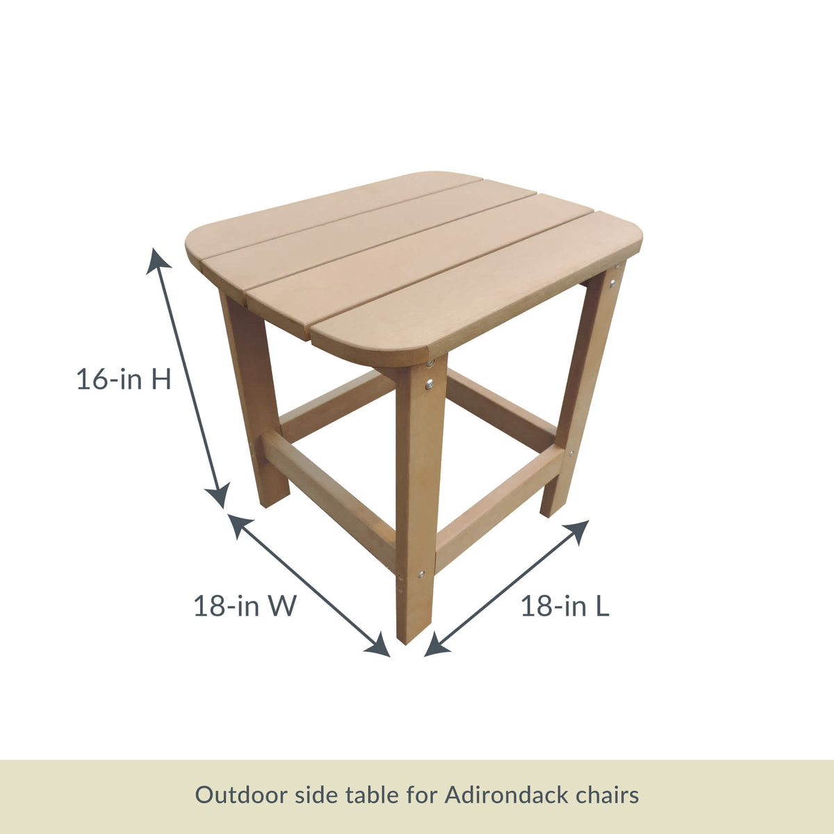 Island Retreat Adirondack Side Table - 18 in square top standing 16 in high