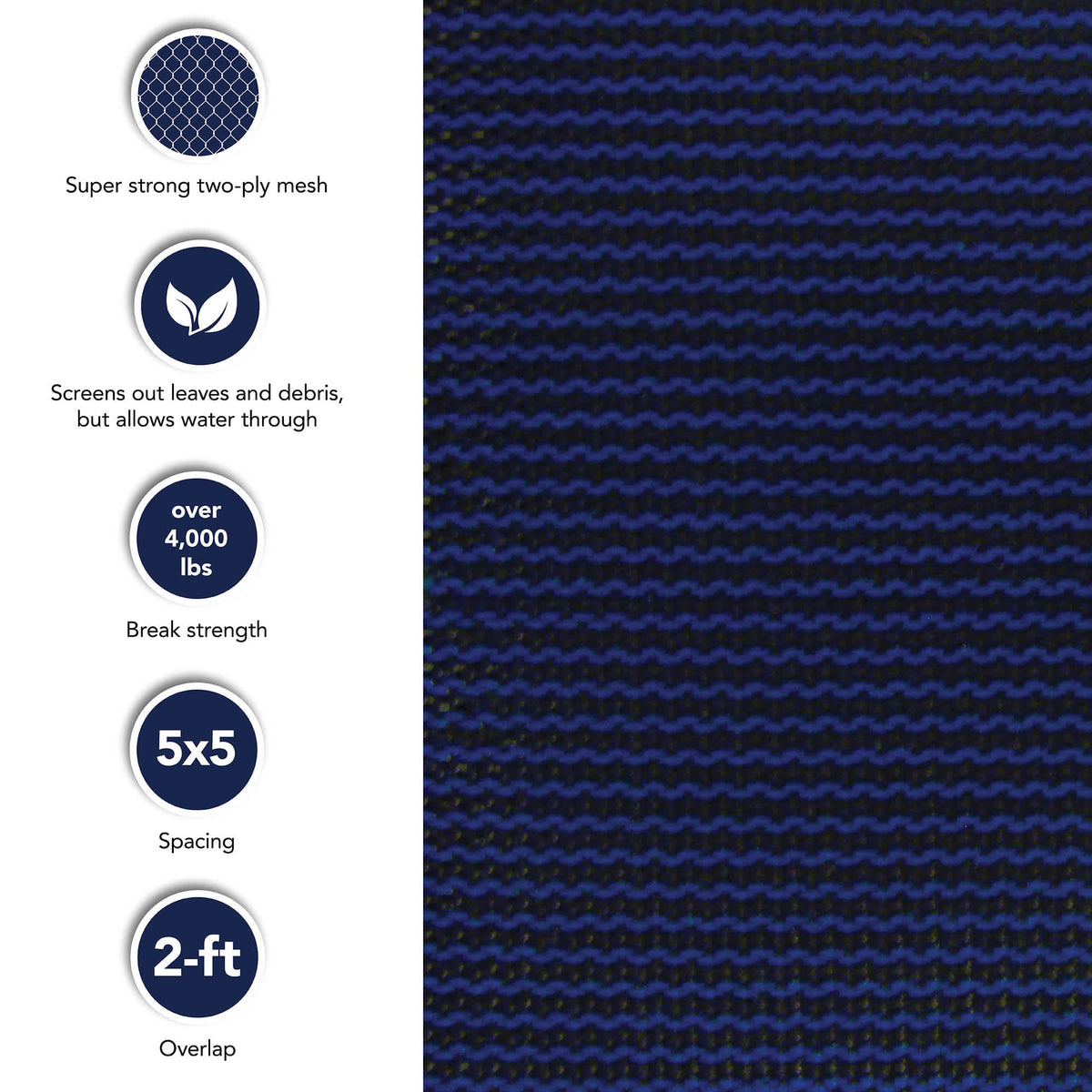 Arctic Armor 18-Year Mesh In-Ground Pool Safety Cover with Step Section - Blue Pool — dimension and specification diagram