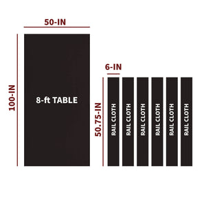 Championship Saturn II Billiard Cloth, Black - 8-ft bed 100 x 50 in plus six 50.75 x 6 in rail strips