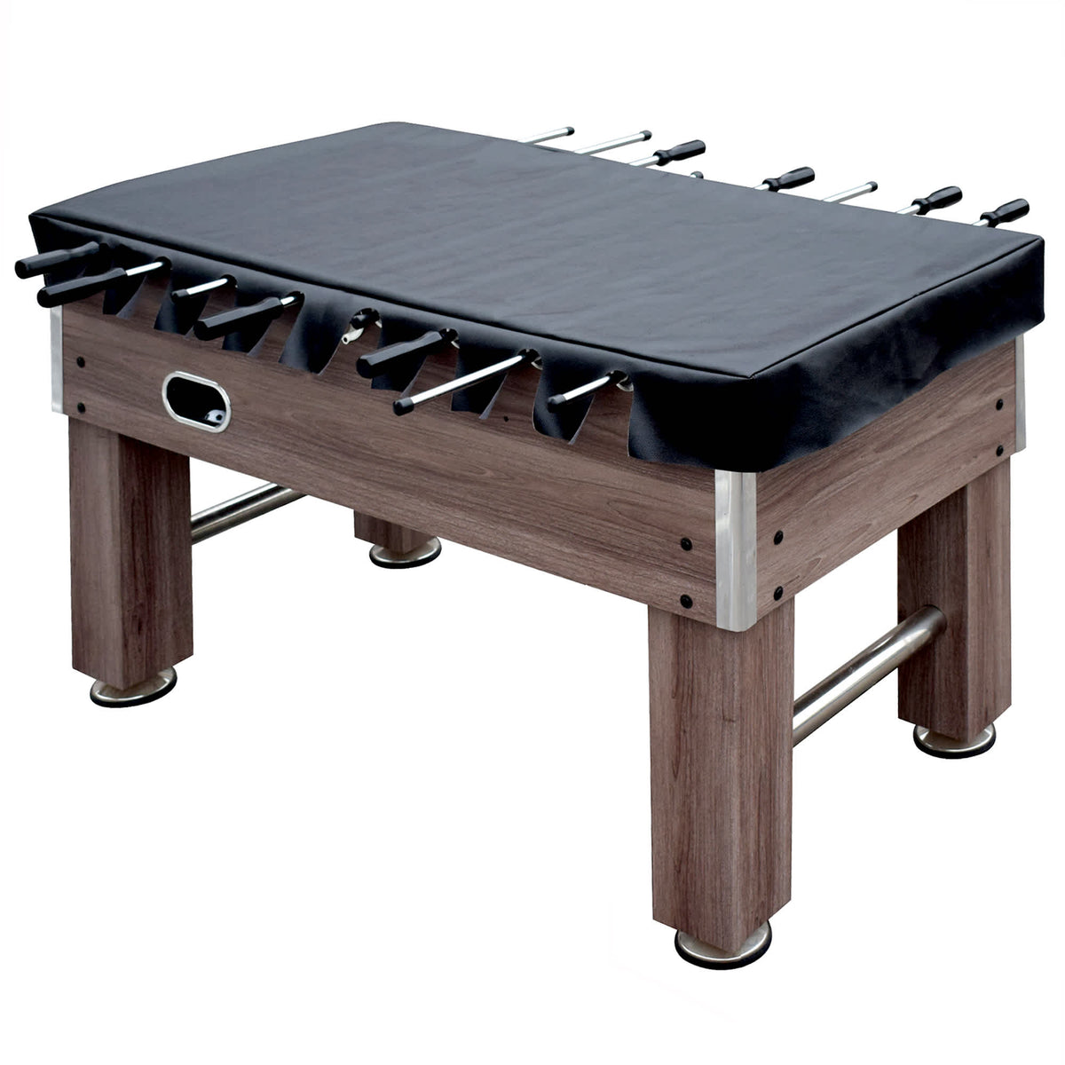 Hathaway 54-in Foosball Table Cover - cover fitted over the driftwood table, three-quarter view