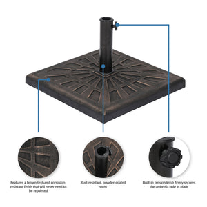 Island Umbrella 42-lb Square Base - textured corrosion-resistant finish and powder-coated stem