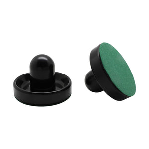 Hathaway Air Hockey Strikers, Black - striker upright beside one on its side showing the felt base