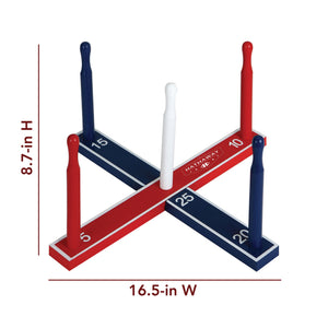 Hathaway Ring Toss Game Set - target base 16.5 in wide and 8.7 in high with scoring dowels