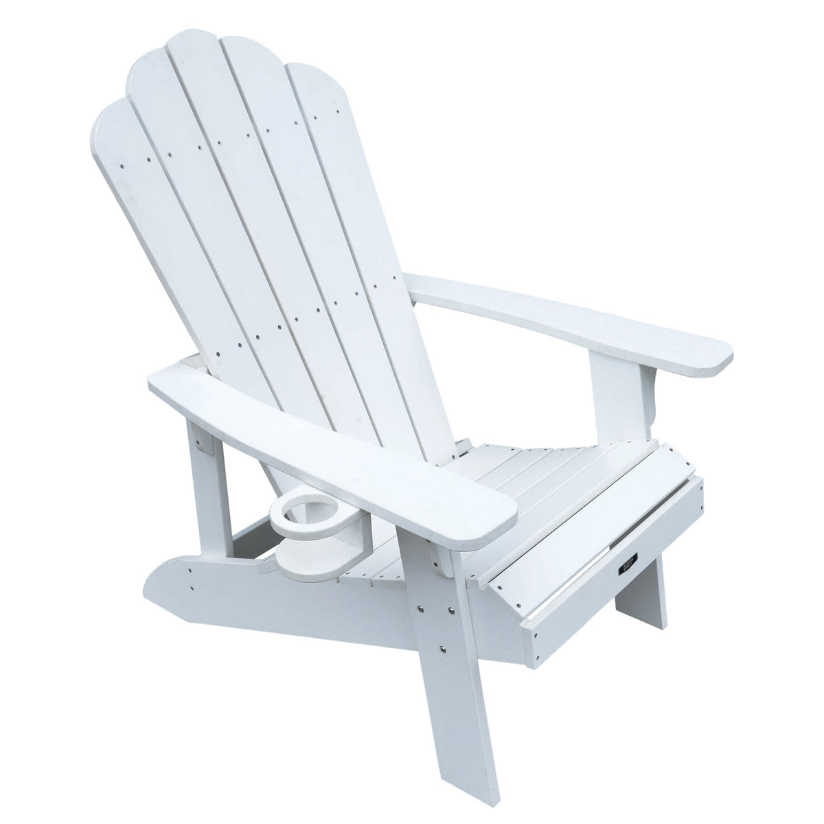 Island Retreat Tek-Wood Adirondack Chair - chair on white showing the fanned back and cup holder