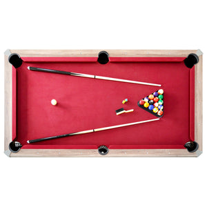 Hathaway Newport 7-ft Pool Table Combo Set with Benches - Light Oak with Red Felt Game — shown from the opposite side (1)