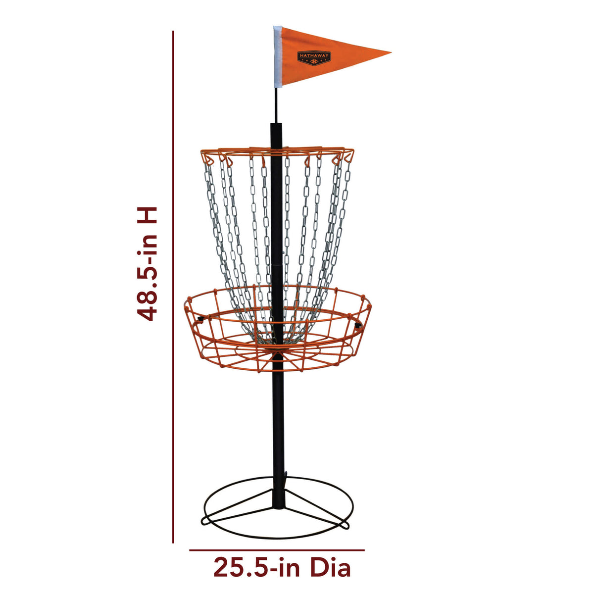 Hathaway Disc Golf Set - target basket 48.5 in high on a 25.5-in diameter base