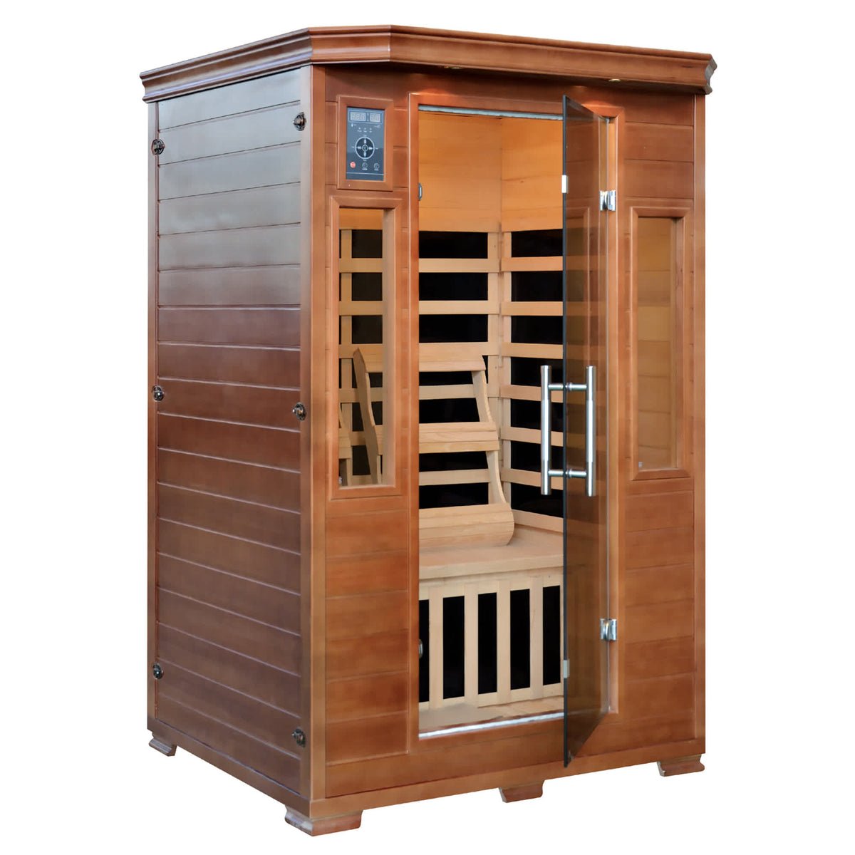 Blue Wave 2 Person Hemlock Premium Infrared Sauna 6 Carbon Heater Sauna &amp; Spa — shown from the opposite side (2)