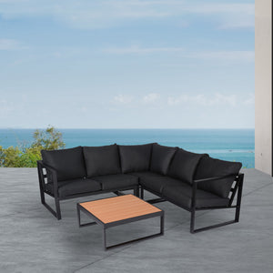 Island Retreat Monaco Contemporary Outdoor Sectional - Slate Grey Patio Furniture & Umbrella — shown from the opposite side