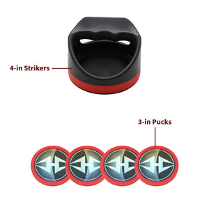 Hathaway Air Hockey Set, Black and Red - 4-in strikers and 3-in pucks, sizes called out