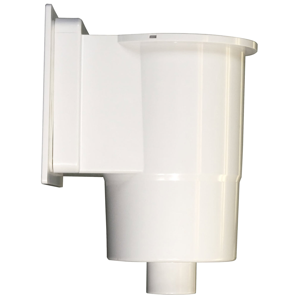 Blue Wave Standard Skimmer and Return - skimmer body in profile showing the wall flange and outlet