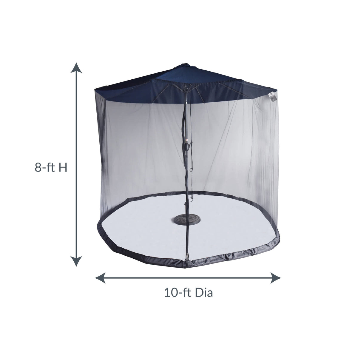 Island Umbrella Bug Screen - 10 ft across and 8 ft high when hung from an open umbrella