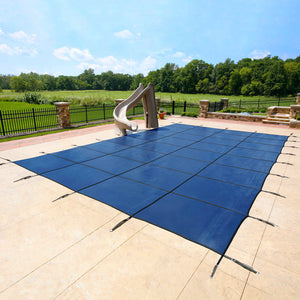 Arctic Armor 18-Year Mesh In-Ground Pool Safety Cover Pool Cover — shown in use