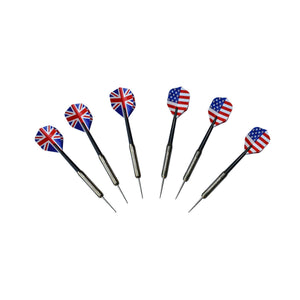 Hathaway Geneva Dartboard Cabinet - the six supplied darts with Union Jack and US flag flights