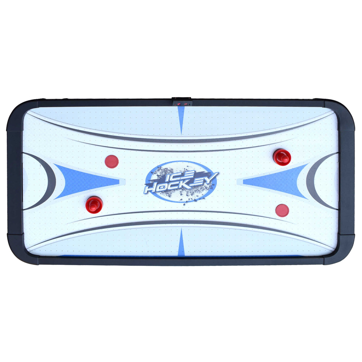 Hathaway Face-Off Air Hockey Table - playfield from above with four red pucks in place