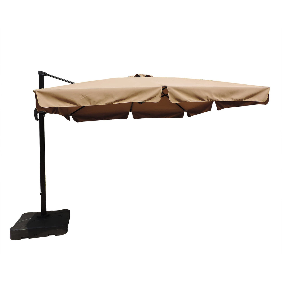 Island Umbrella Santorini 10-ft Square Cantilever Umbrella in Sunbrella Acrylic Patio Furniture &amp; Umbrella — Valance / Stone