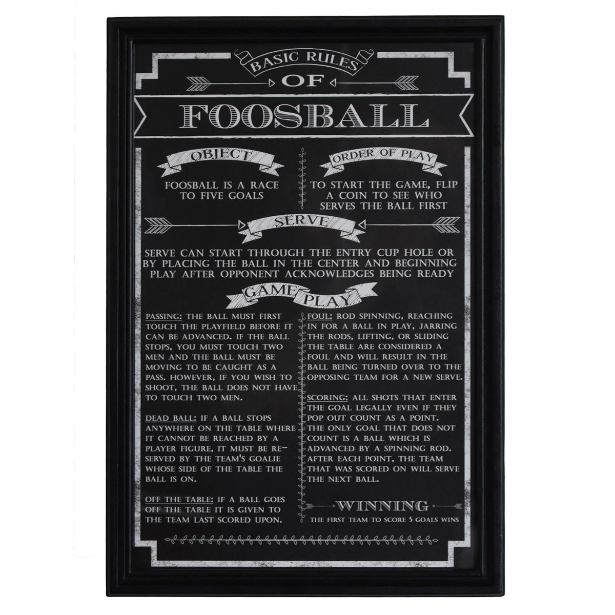 Hathaway Game Rules Wall Art Game Room Table — Foosball