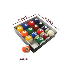 Hathaway Billiard Ball Set - 10.5 x 10.5 in tray of regulation 2.25-in balls