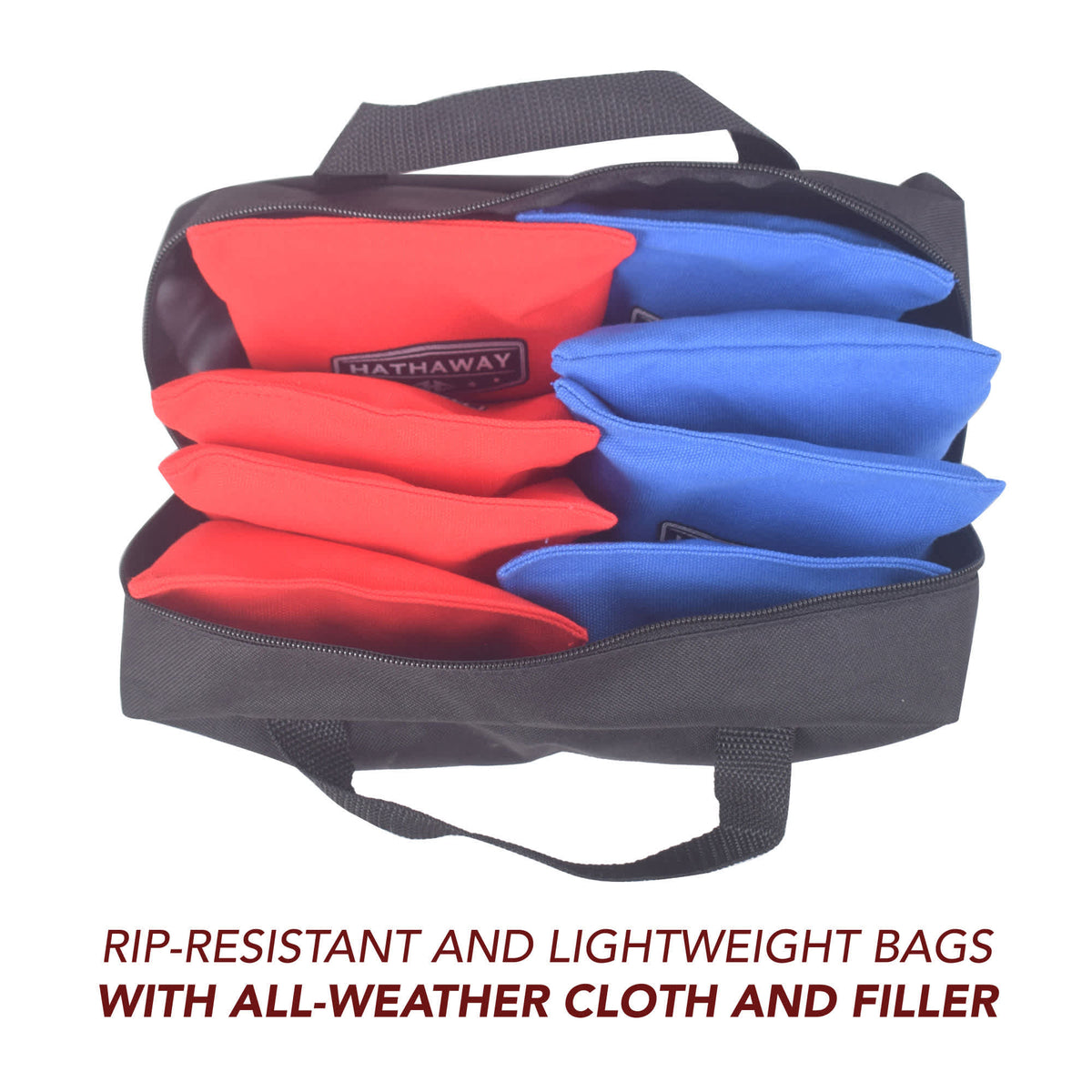 Hathaway Regulation Cornhole Bag Set - all-weather cloth and filler, packed in the carry case
