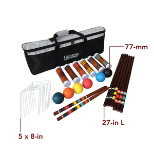 Hathaway Croquet 6-Player Set - 27-in mallets with 77-mm balls and nine 5 x 8-in steel wickets