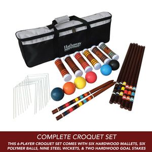 Hathaway Croquet 6-Player Set - full contents: six mallets, six balls, nine wickets and two stakes