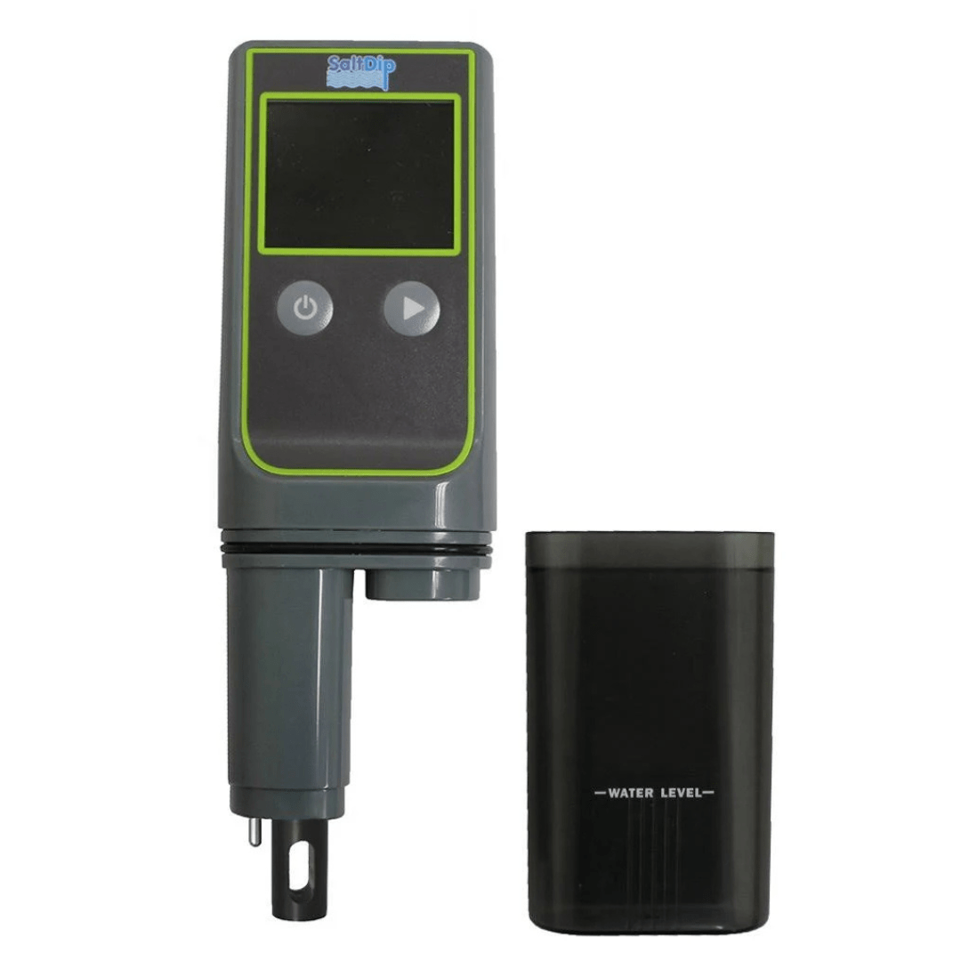Solaxx SaltDip salt reader with the sample cup removed from the base of the meter