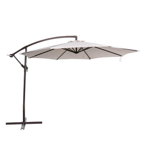 Island Umbrella Captiva 10-ft Octagonal Cantilever Umbrella with Base - Breez-Tex Canopy Patio — Champagne / Breez-Tex