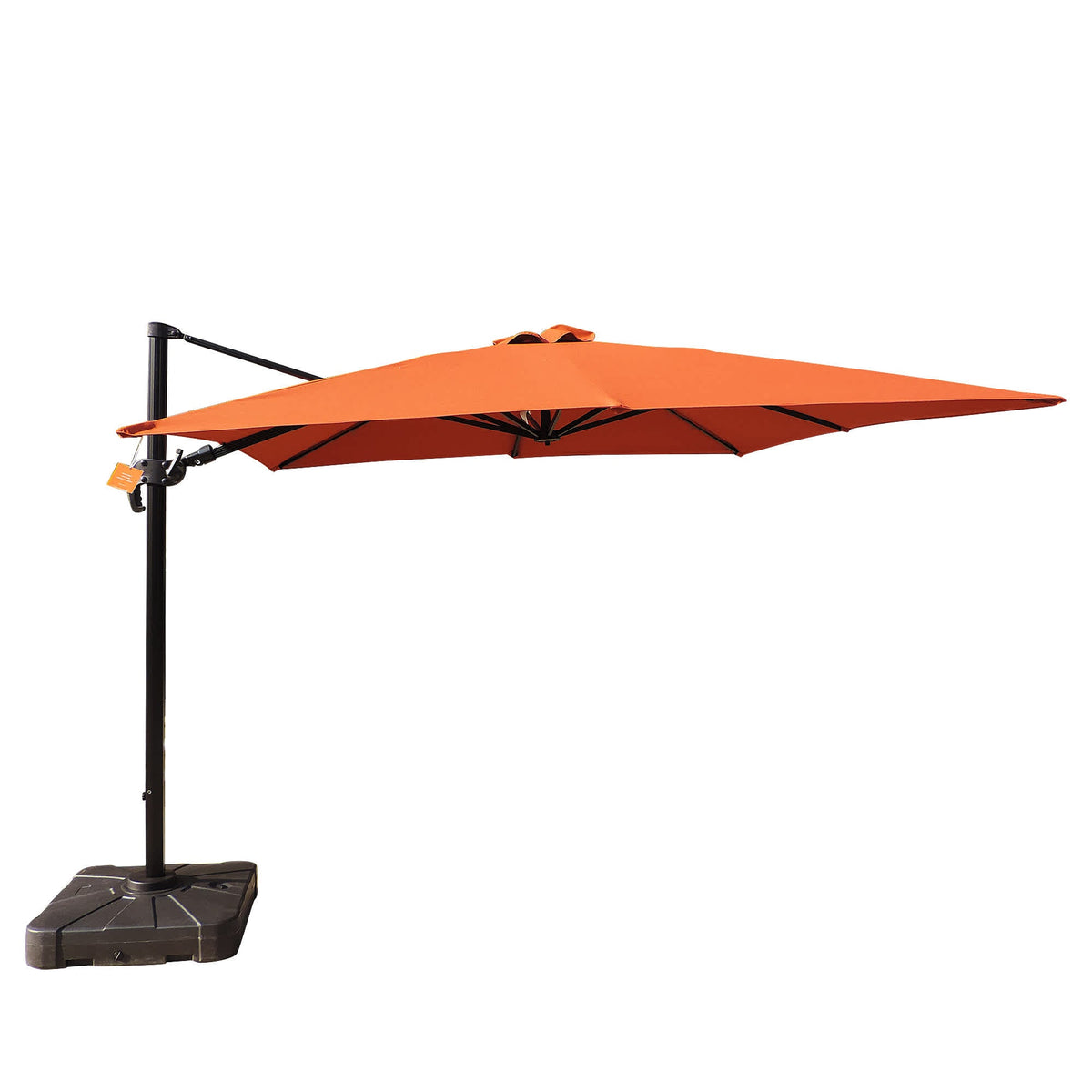 Island Umbrella Santorini 10-ft Square Cantilever Umbrella in Sunbrella Acrylic Patio — shown from the opposite side