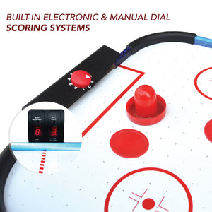 Hathaway Rapid Fire Multi-Game Table - electronic LED scorer and the manual dial scorer on the rail