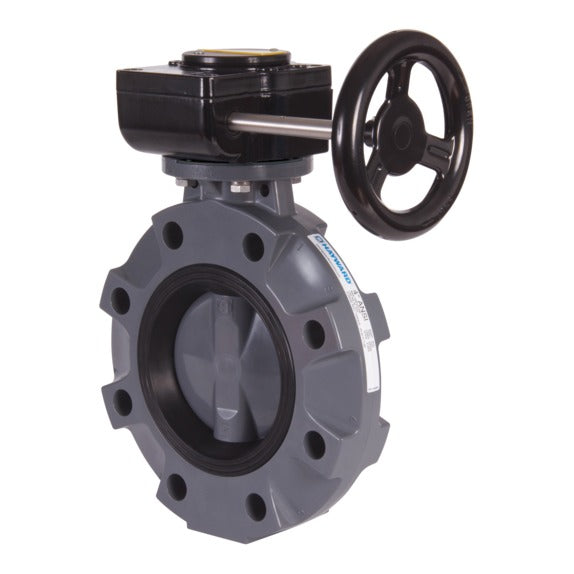 Hayward BYV11030A0EG000 3" BYV Butterfly Valve PVC/PVC/EPDM Gear, product photo on white background