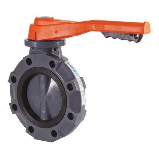 Hayward BYV11030A0EL000 3" BYV Butterfly Valve PVC/PVC/EPDM Lever, product photo on white background