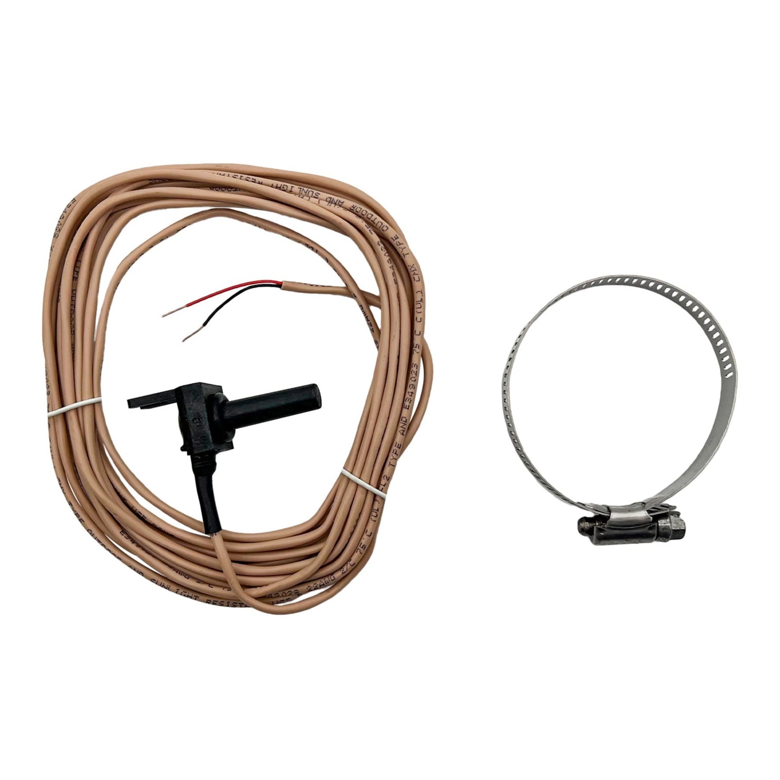 Hayward GLX-PC-12-KIT Temperature Sensor Kit, 10K Thermistor, 15 ft Cable, Clamp, product photo on white background
