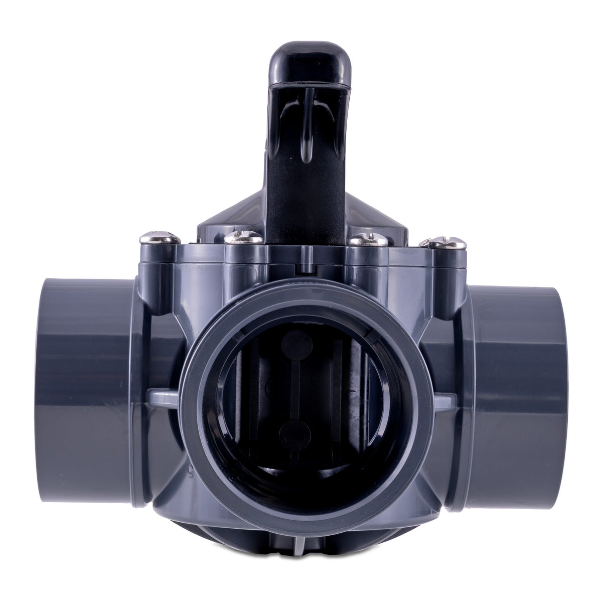 Hayward PSV3SDGR Three Port 1.5" x 2" PVC Diverter Valve, product photo on white background