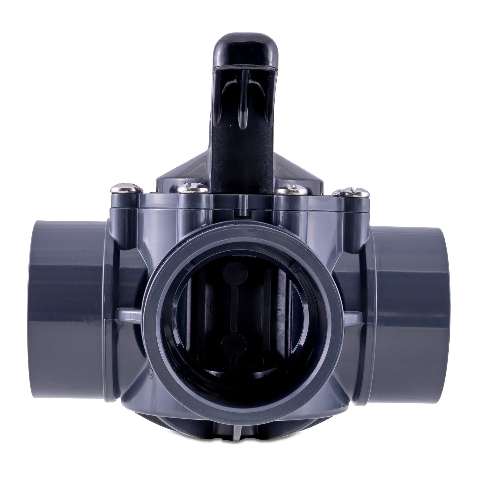 Hayward PSV3SDGR Three Port 1.5" x 2" PVC Diverter Valve, product photo on white background
