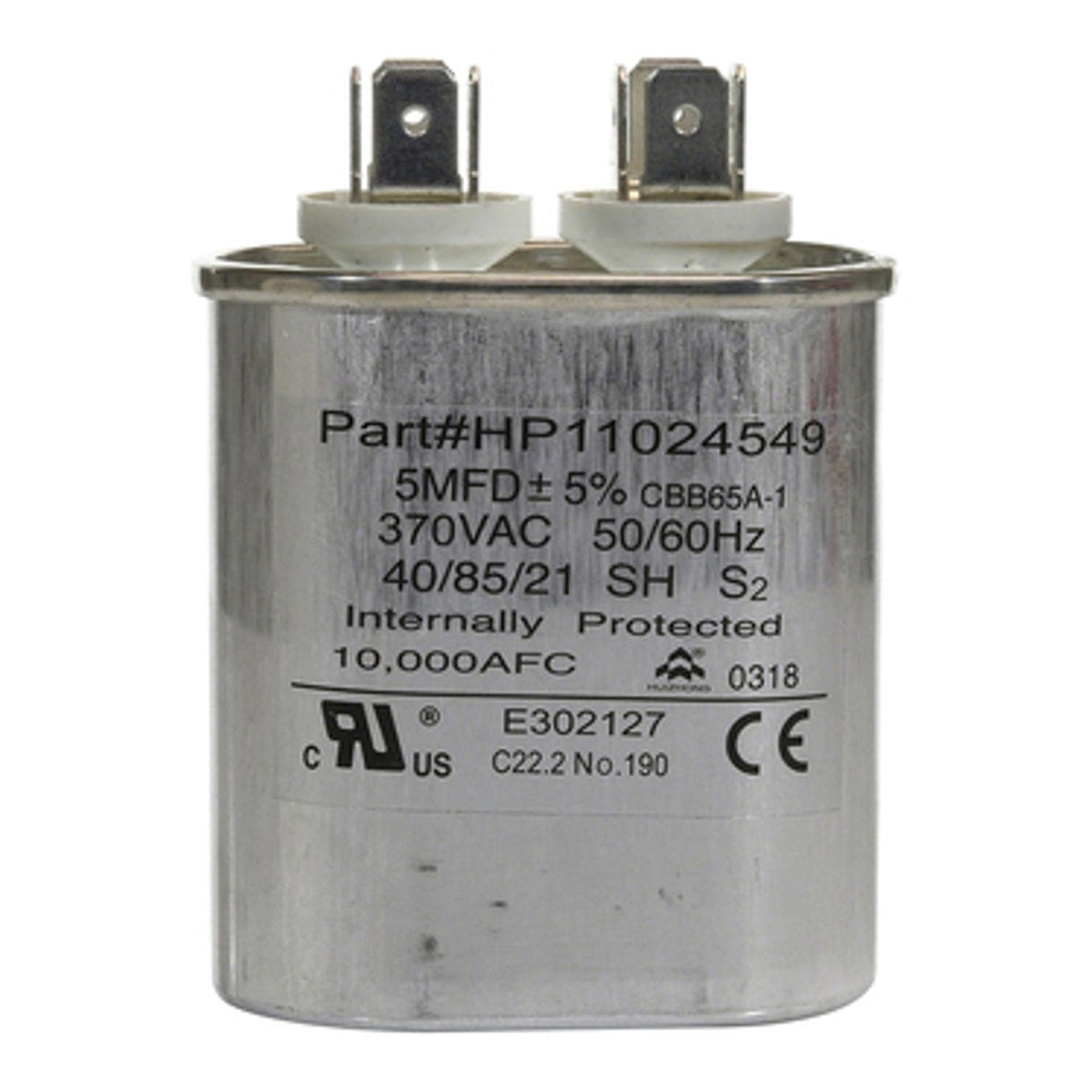 Hayward SMX306088001 Run Cap 5 Mfd/370VAC, product photo on white background