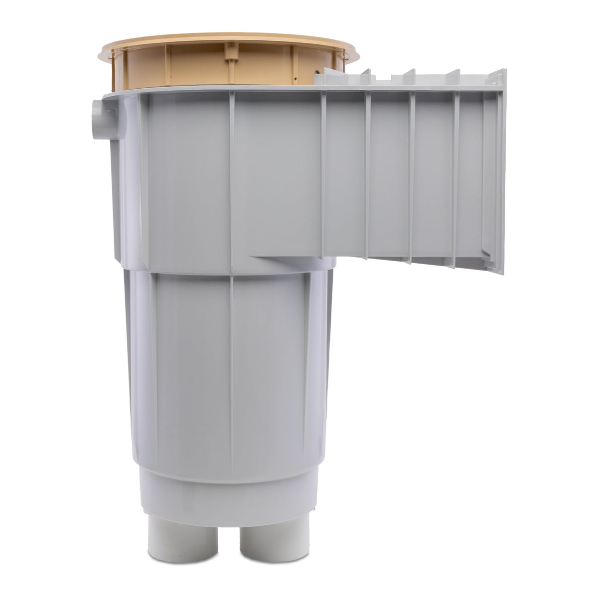 Hayward SP1072S210 SkimMaster Round Skimmer, 2" Socket x 2 1/2" Spigot, 4.5" Throat, Tan, product photo on white background