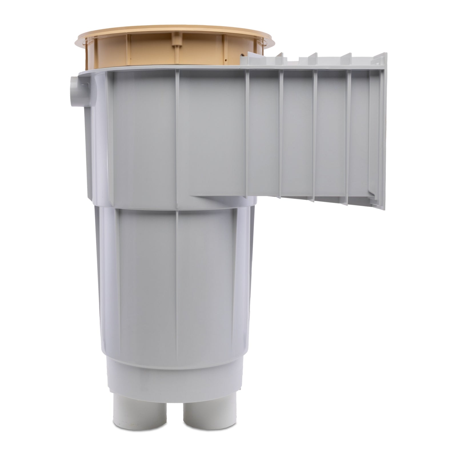 Hayward SP1072S210 SkimMaster Round Skimmer, 2" Socket x 2 1/2" Spigot, 4.5" Throat, Tan, product photo on white background