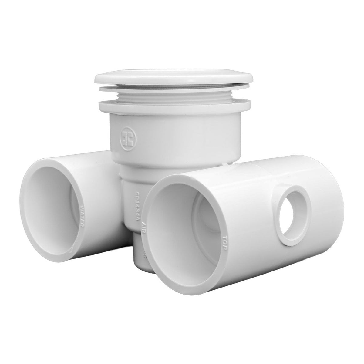 Hayward SP1434PAKA 1.5" Air x 1.5" Water, Body, Bulkhead Fitting & Gasket, White, product photo on white background