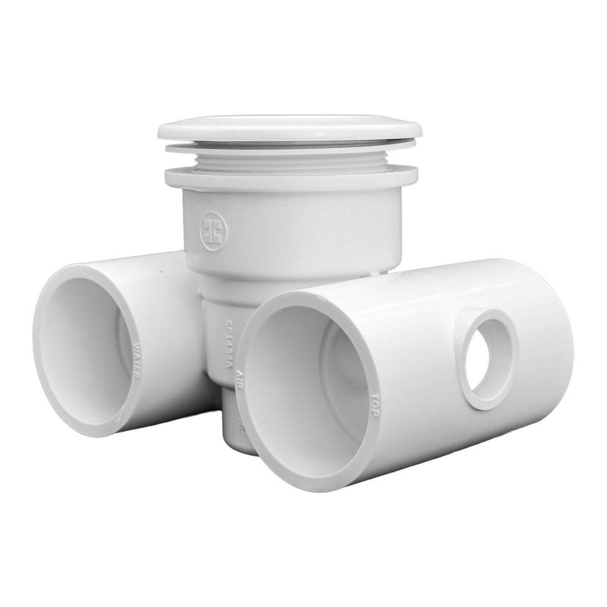 Hayward SP1434PAKA 1.5" Air x 1.5" Water, Body, Bulkhead Fitting & Gasket, White, product photo on white background