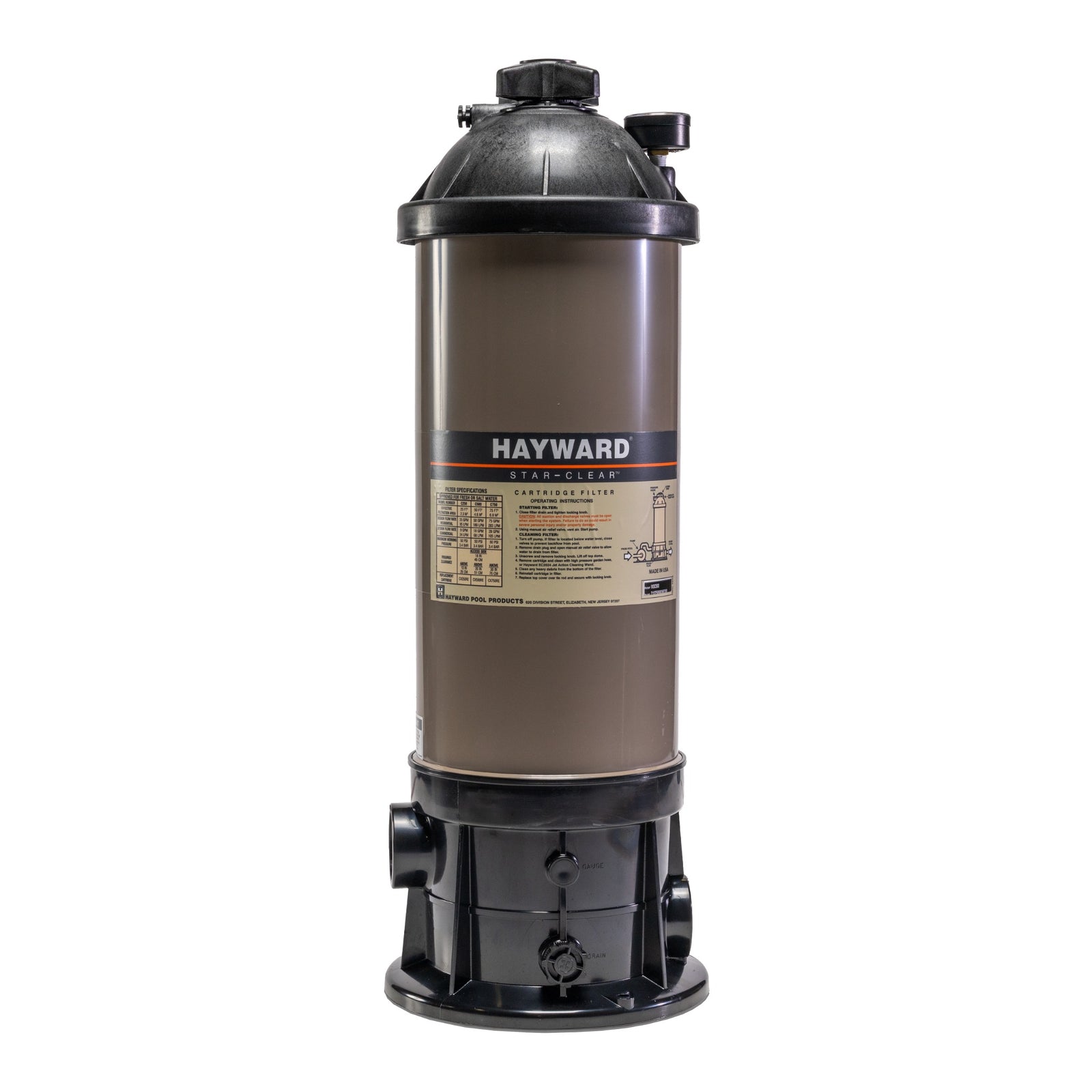 Hayward StarClear 50 sq ft Cartridge Pool Filter - front view on white background