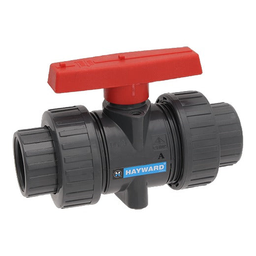 Hayward TBB1015CPEG True Union PVC Ball Valve, TBB Series, 1.5" Socket & Threaded, product photo on white background