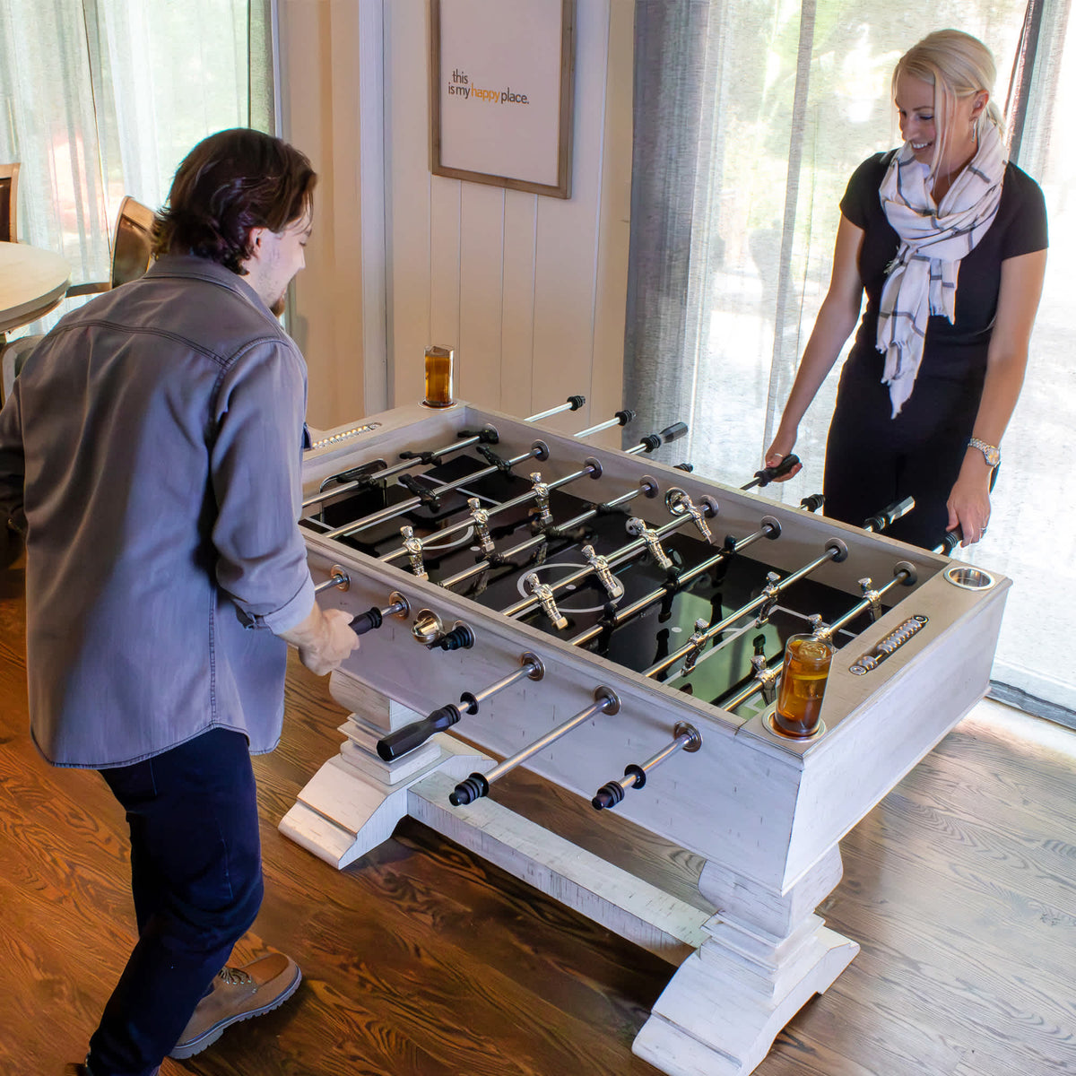 Hathaway Montecito 55-in Foosball Table Game Room Table — shown in use (1)