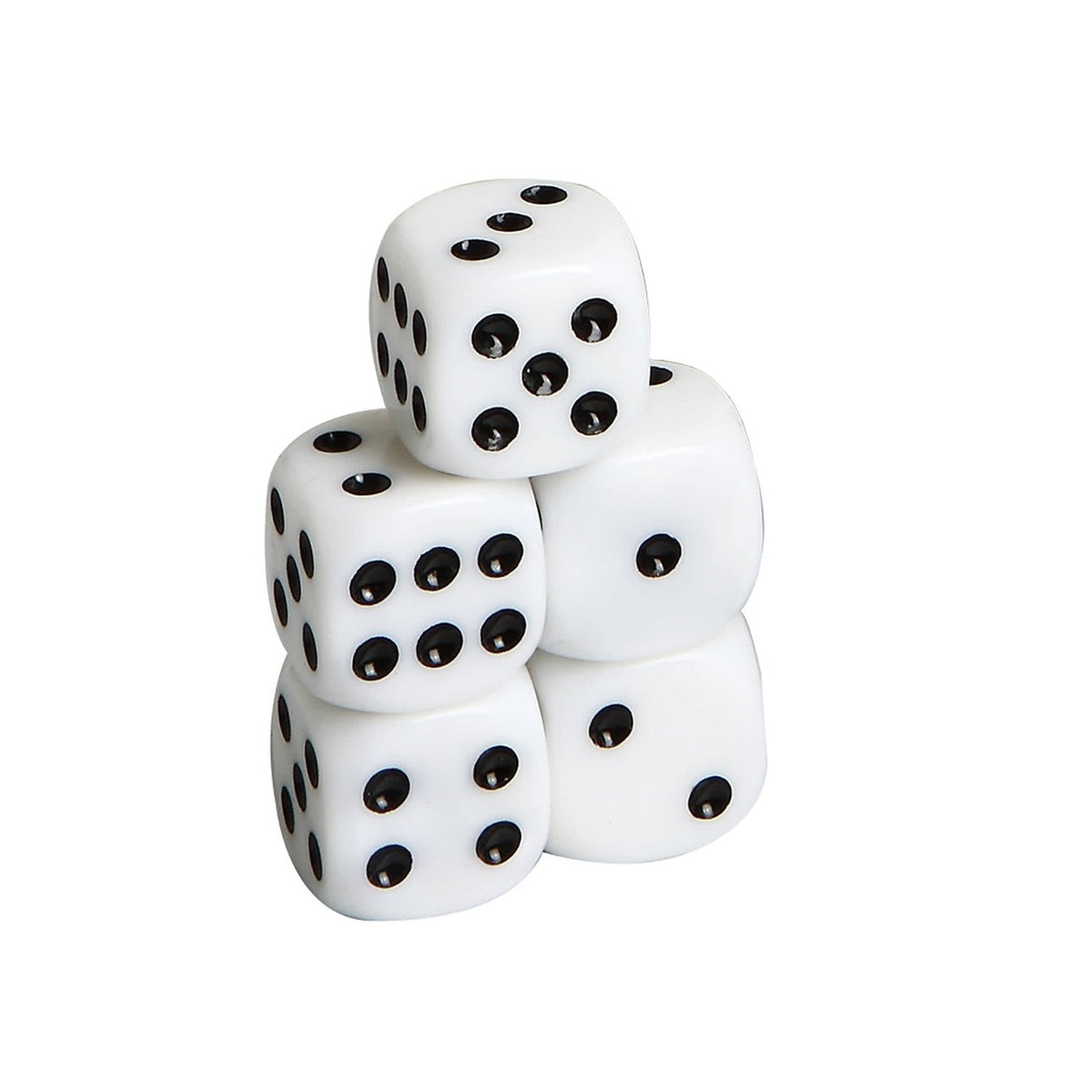 Hathaway Modifier Dice Cup - the five white dice stacked in a pyramid