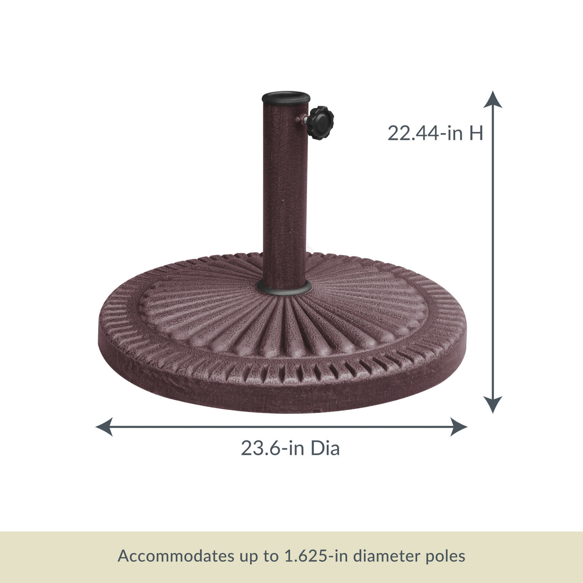 Island Umbrella 66-lb Base - 23.6 in across and 22.44 in high; takes 1.625-in poles