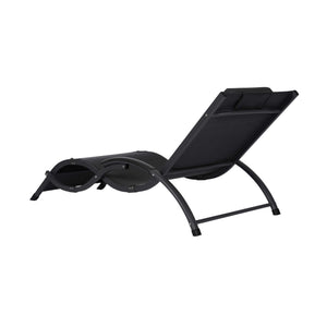 Island Retreat Foldaway Lounger - side profile showing the curved frame and headrest cushion