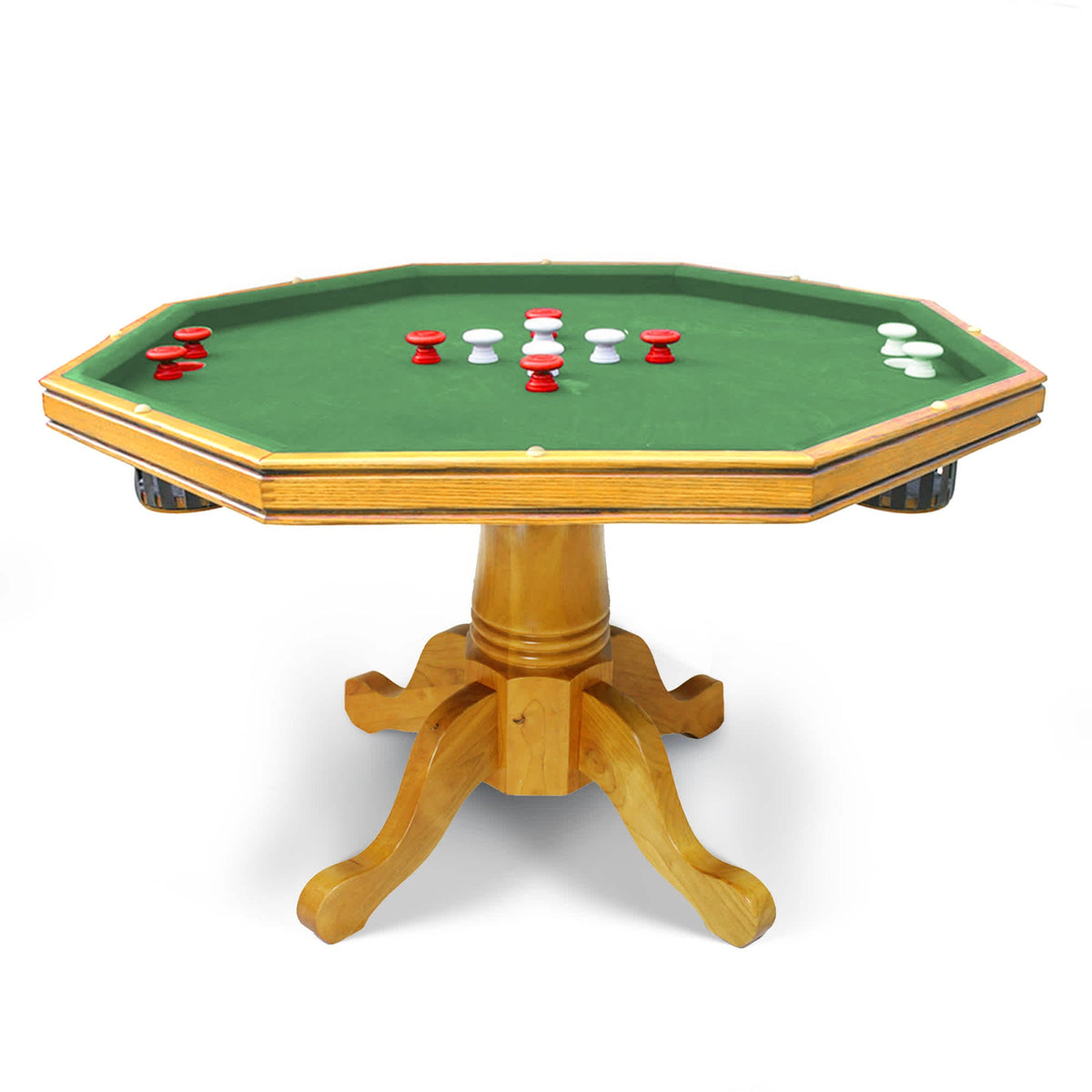 Hathaway Kingston Poker Table Set, Oak - bumper pool top fitted on the pedestal base