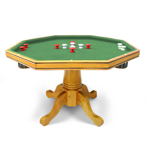 Hathaway Kingston Poker Table Set, Oak - bumper pool top fitted on the pedestal base