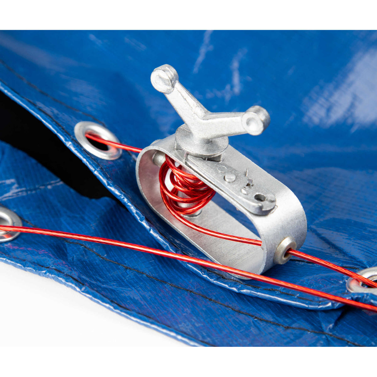 Arctic Armor 15-Year Above Ground Winter Cover - winch and cable tensioner threaded through the grommets